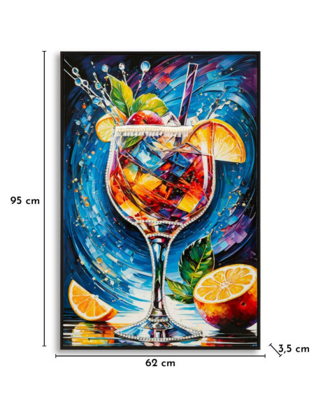 Grande Toile murale imprimée Verre arty 62x92 cm Cadre noir Cocktail 