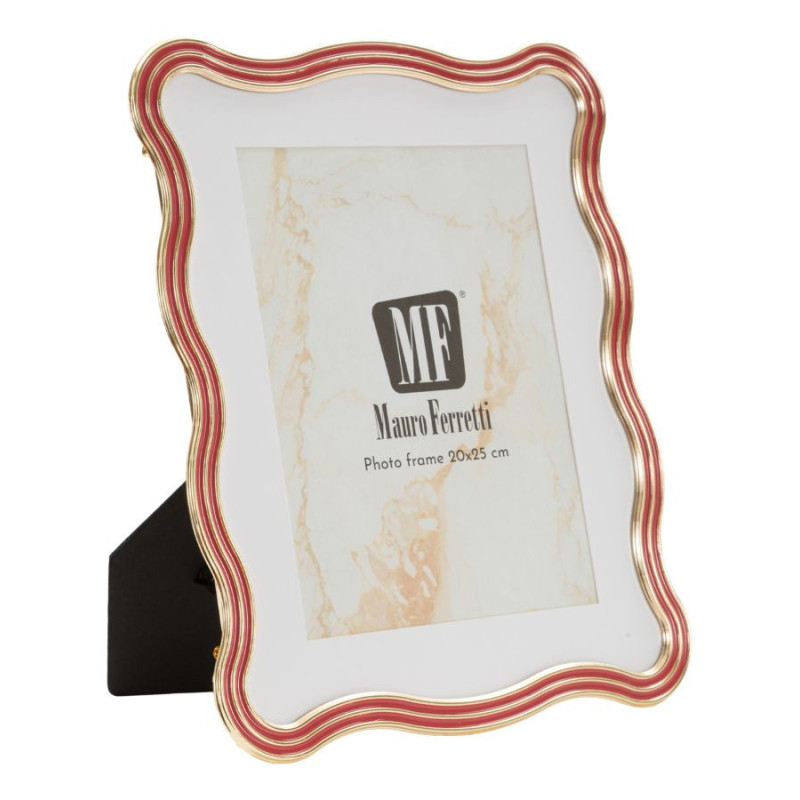 Grand Cadre photo design organique pour photo 20x25 cm Métal Rouge Argenté Verre Elizabeth 