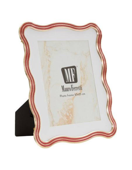 Grand Cadre photo design organique pour photo 20x25 cm Métal Rouge Argenté Verre Elizabeth 