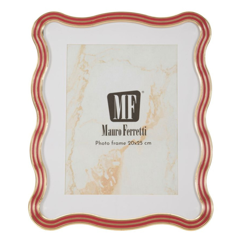 Grand Cadre photo design organique pour photo 20x25 cm Métal Rouge Argenté Verre Elizabeth 