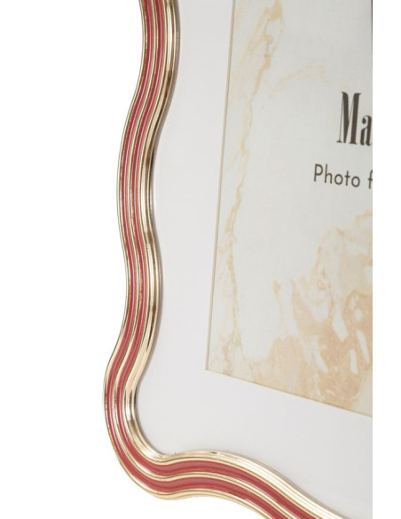 Grand Cadre photo design organique pour photo 20x25 cm Métal Rouge Argenté Verre Elizabeth 