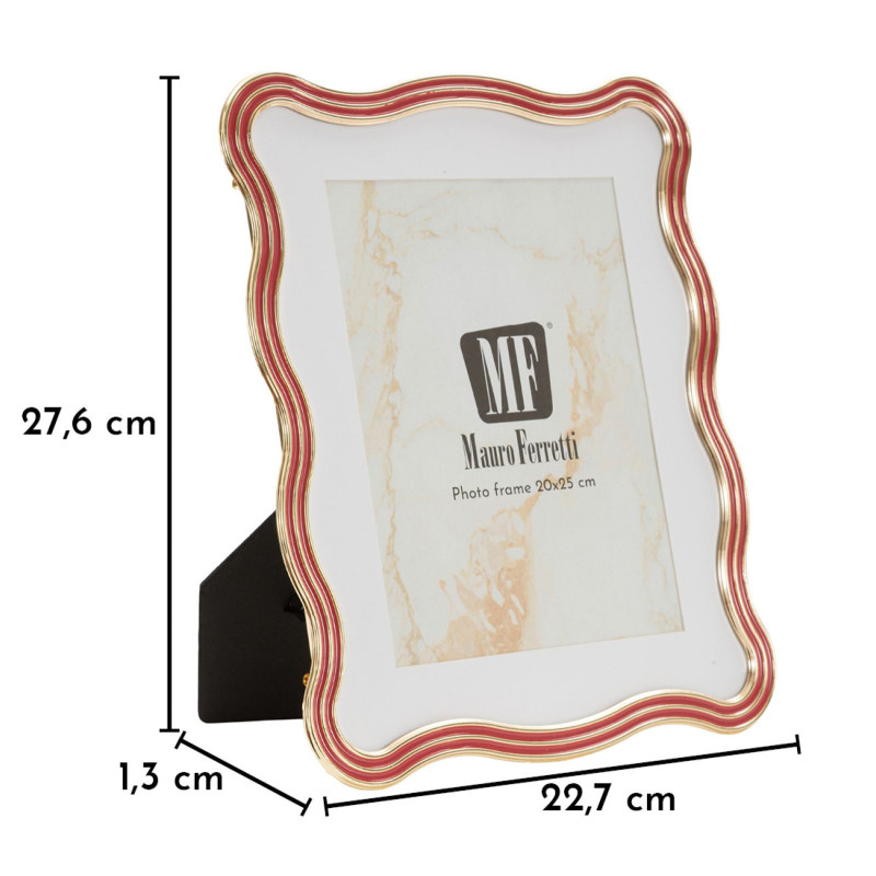 Grand Cadre photo design organique pour photo 20x25 cm Métal Rouge Argenté Verre Elizabeth 