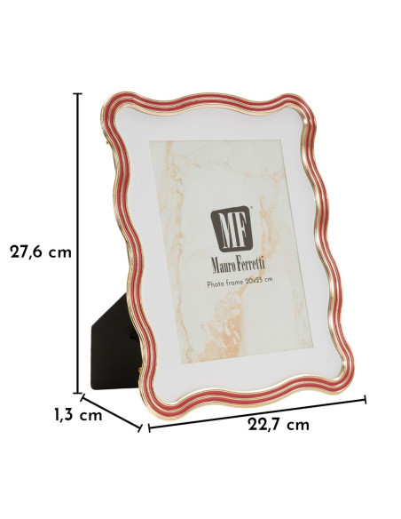 Grand Cadre photo design organique pour photo 20x25 cm Métal Rouge Argenté Verre Elizabeth 