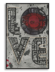 Grande Toile murale imprimée lumineuse 60x90 cm Cadre noir Love 