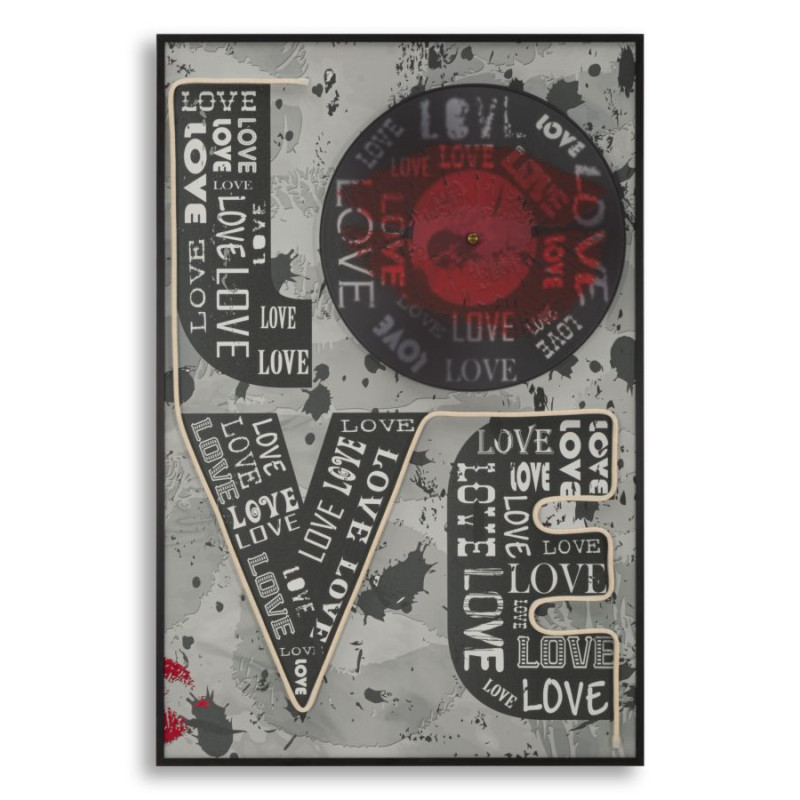 Grande Toile murale imprimée lumineuse 60x90 cm Cadre noir Love 