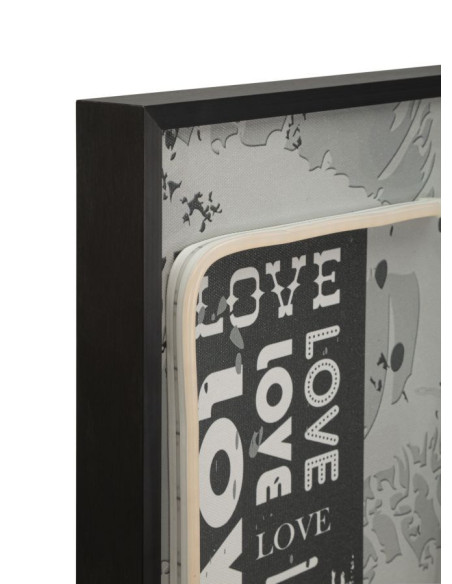Grande Toile murale imprimée lumineuse 60x90 cm Cadre noir Love 