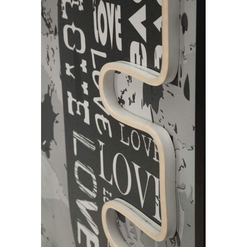 Grande Toile murale imprimée lumineuse 60x90 cm Cadre noir Love 