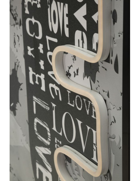 Grande Toile murale imprimée lumineuse 60x90 cm Cadre noir Love 
