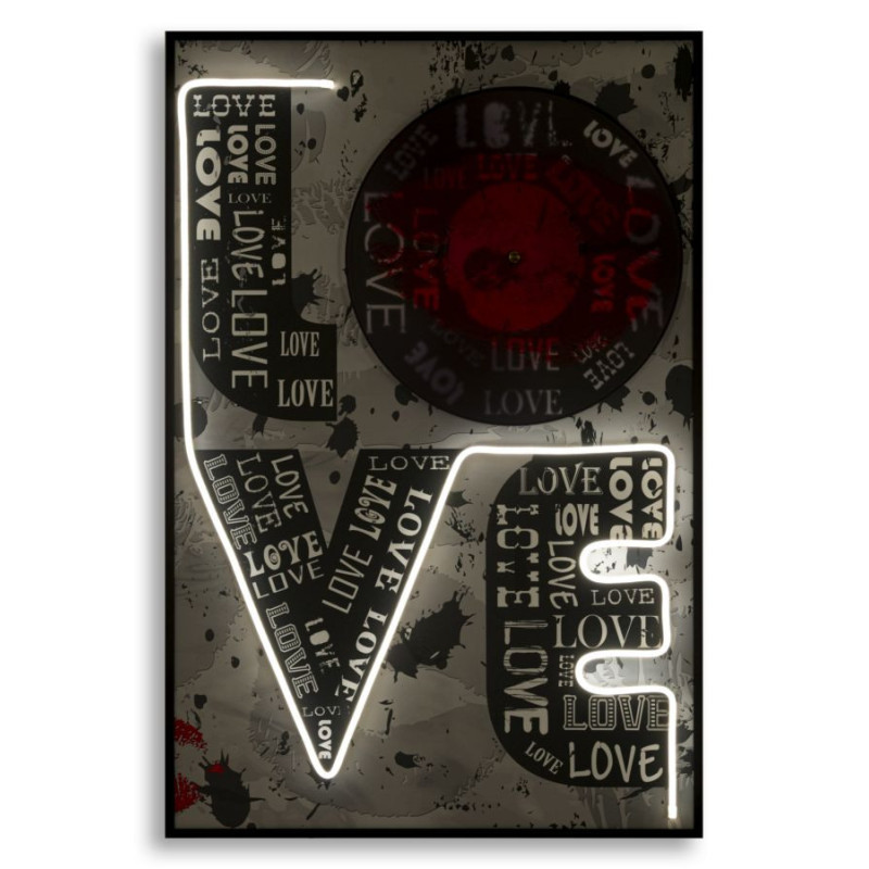 Grande Toile murale imprimée lumineuse 60x90 cm Cadre noir Love 