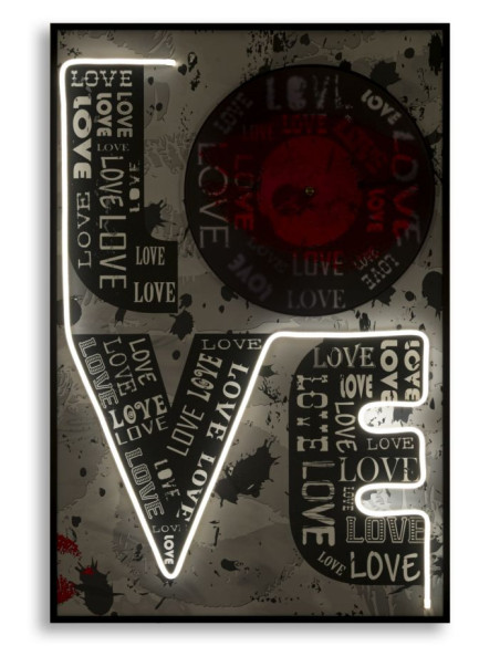 Grande Toile murale imprimée lumineuse 60x90 cm Cadre noir Love 
