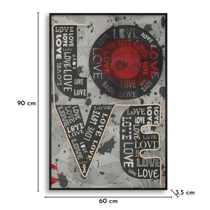 Grande Toile murale imprimée lumineuse 60x90 cm Cadre noir Love 