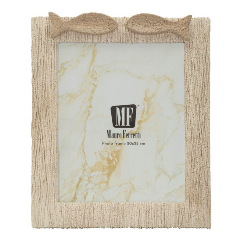 Grand Cadre photo Bord de mer Poissons pour photo 20x25 cm Résine Beige Verre Sand 