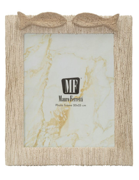 Grand Cadre photo Bord de mer Poissons pour photo 20x25 cm Résine Beige Verre Sand 