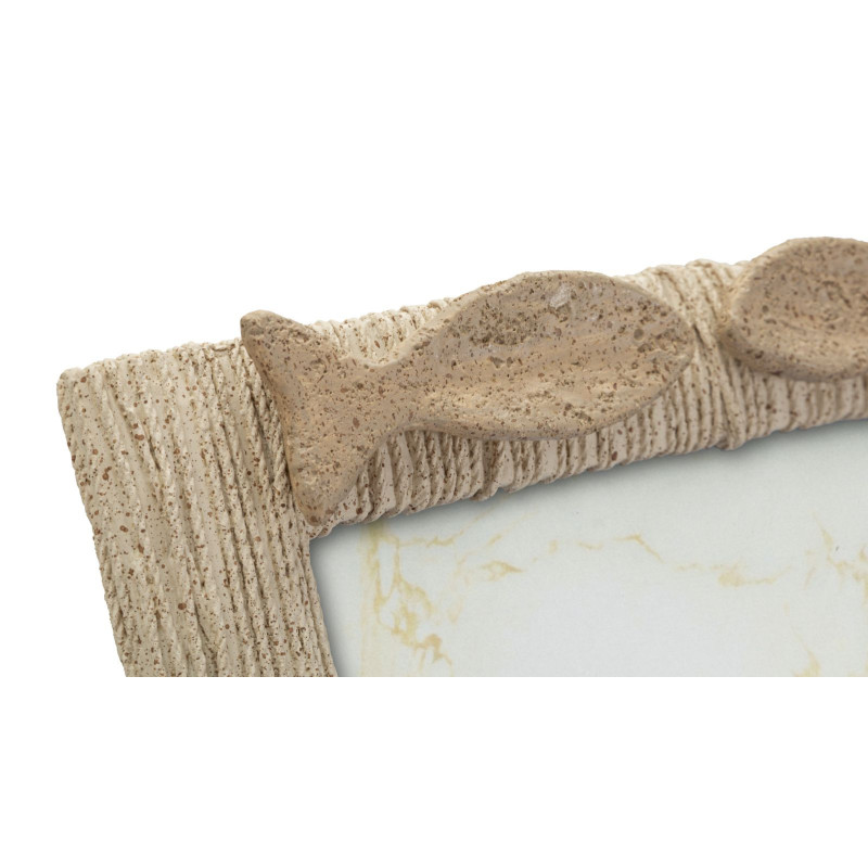 Grand Cadre photo Bord de mer Poissons pour photo 20x25 cm Résine Beige Verre Sand 