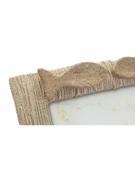 Grand Cadre photo Bord de mer Poissons pour photo 20x25 cm Résine Beige Verre Sand 