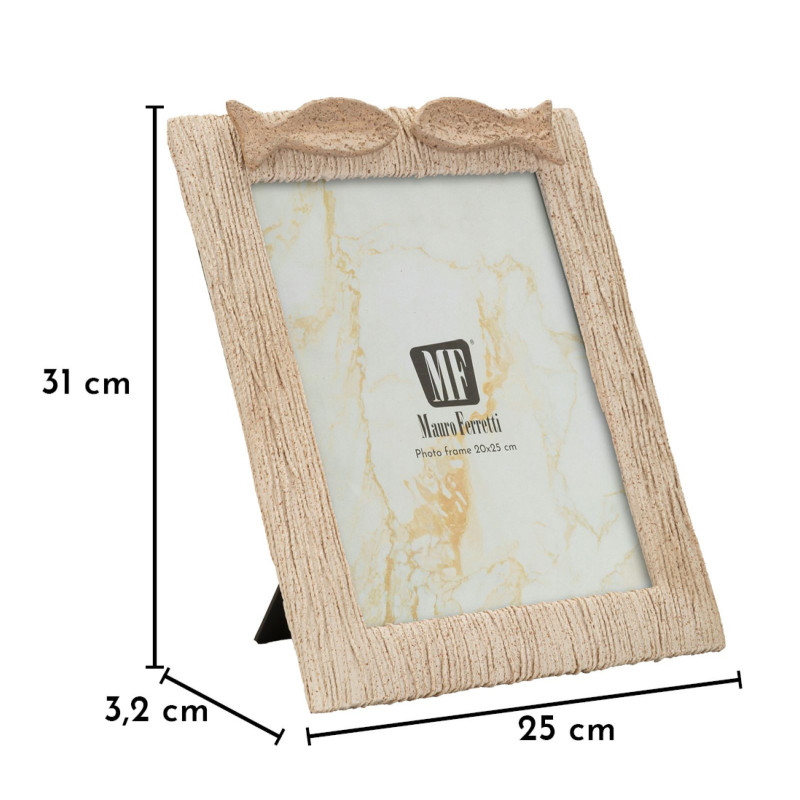 Grand Cadre photo Bord de mer Poissons pour photo 20x25 cm Résine Beige Verre Sand 