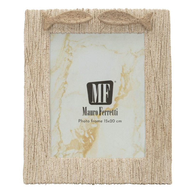 Cadre photo Bord de mer Poissons pour photo 15x20 cm Résine Beige Verre Sand 