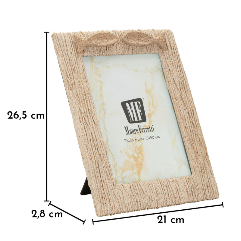 Cadre photo Bord de mer Poissons pour photo 15x20 cm Résine Beige Verre Sand 