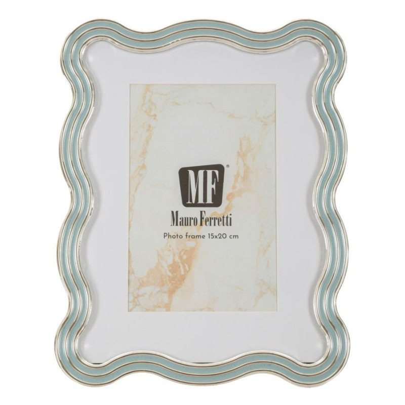 Cadre photo design organique pour photo 15x20 cm Métal Bleu clair Argenté Verre Elizabeth 