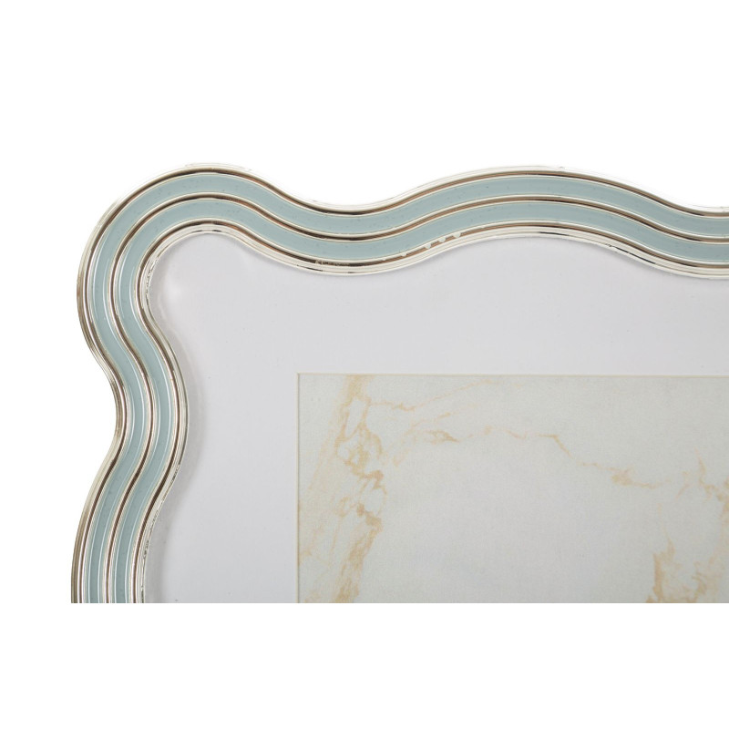 Cadre photo design organique pour photo 15x20 cm Métal Bleu clair Argenté Verre Elizabeth 