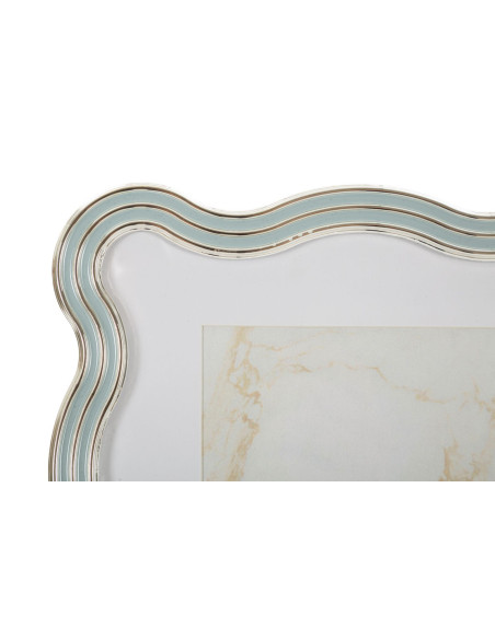 Cadre photo design organique pour photo 15x20 cm Métal Bleu clair Argenté Verre Elizabeth 