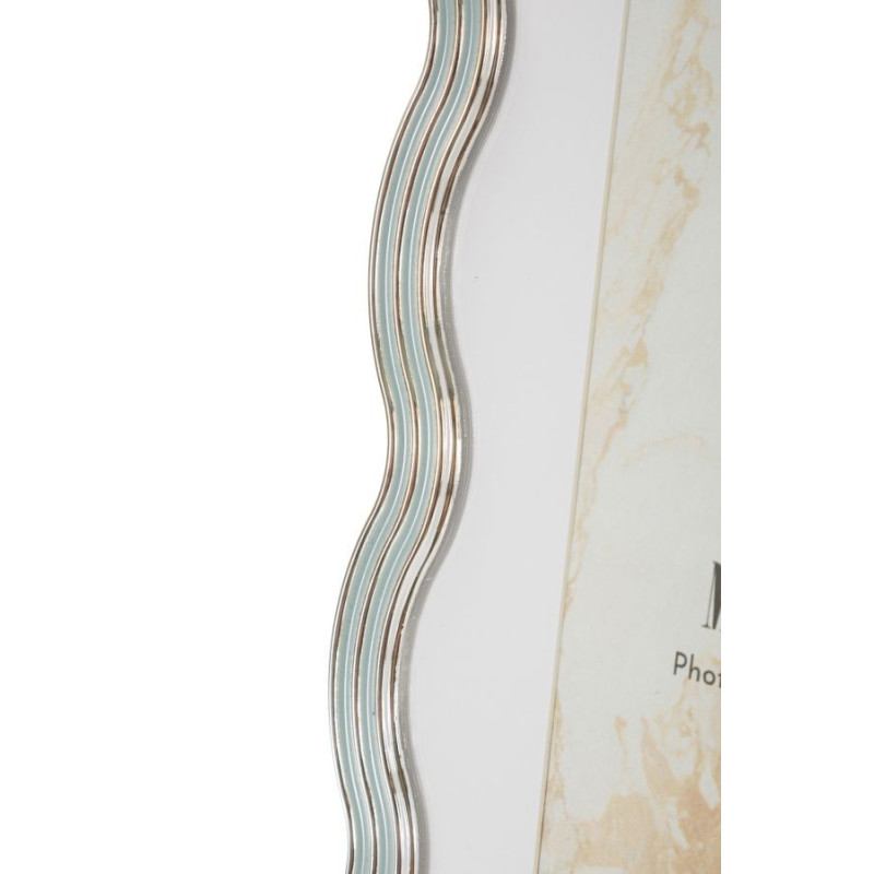 Cadre photo design organique pour photo 15x20 cm Métal Bleu clair Argenté Verre Elizabeth 