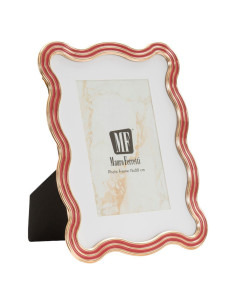 Cadre photo design organique pour photo 15x20 cm Métal Rouge Argenté Verre Elizabeth 