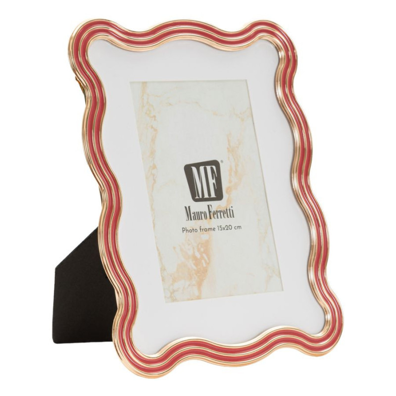 Cadre photo design organique pour photo 15x20 cm Métal Rouge Argenté Verre Elizabeth 