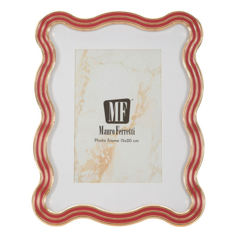 Cadre photo design organique pour photo 15x20 cm Métal Rouge Argenté Verre Elizabeth 