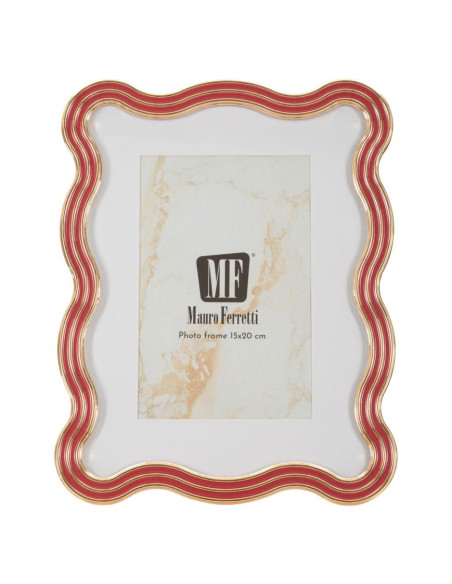 Cadre photo design organique pour photo 15x20 cm Métal Rouge Argenté Verre Elizabeth 