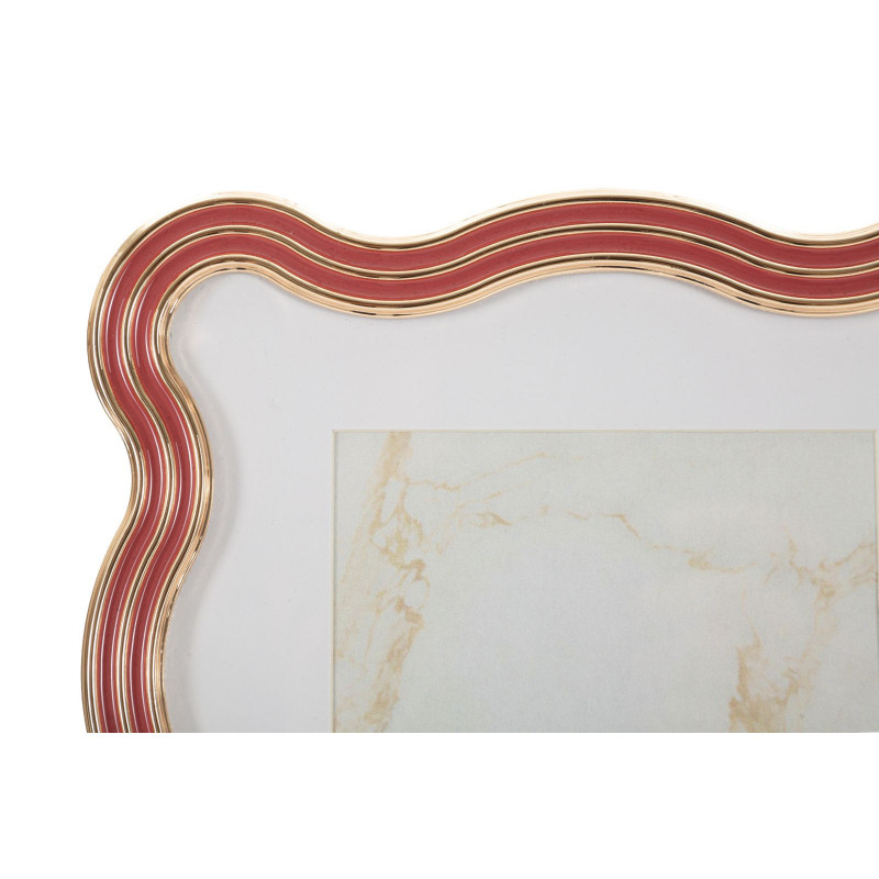 Cadre photo design organique pour photo 15x20 cm Métal Rouge Argenté Verre Elizabeth 