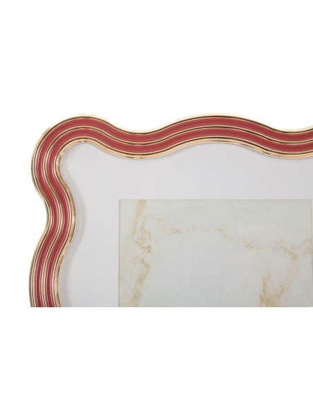 Cadre photo design organique pour photo 15x20 cm Métal Rouge Argenté Verre Elizabeth 