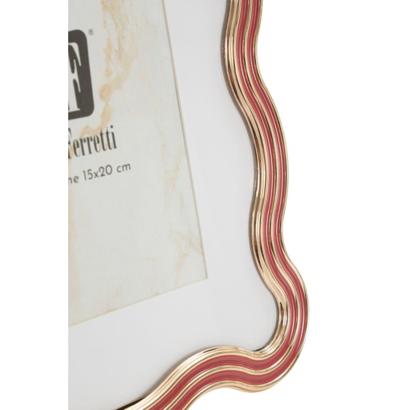 Cadre photo design organique pour photo 15x20 cm Métal Rouge Argenté Verre Elizabeth 