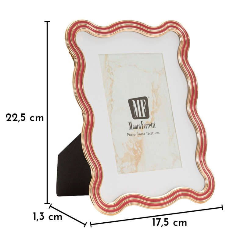 Cadre photo design organique pour photo 15x20 cm Métal Rouge Argenté Verre Elizabeth 
