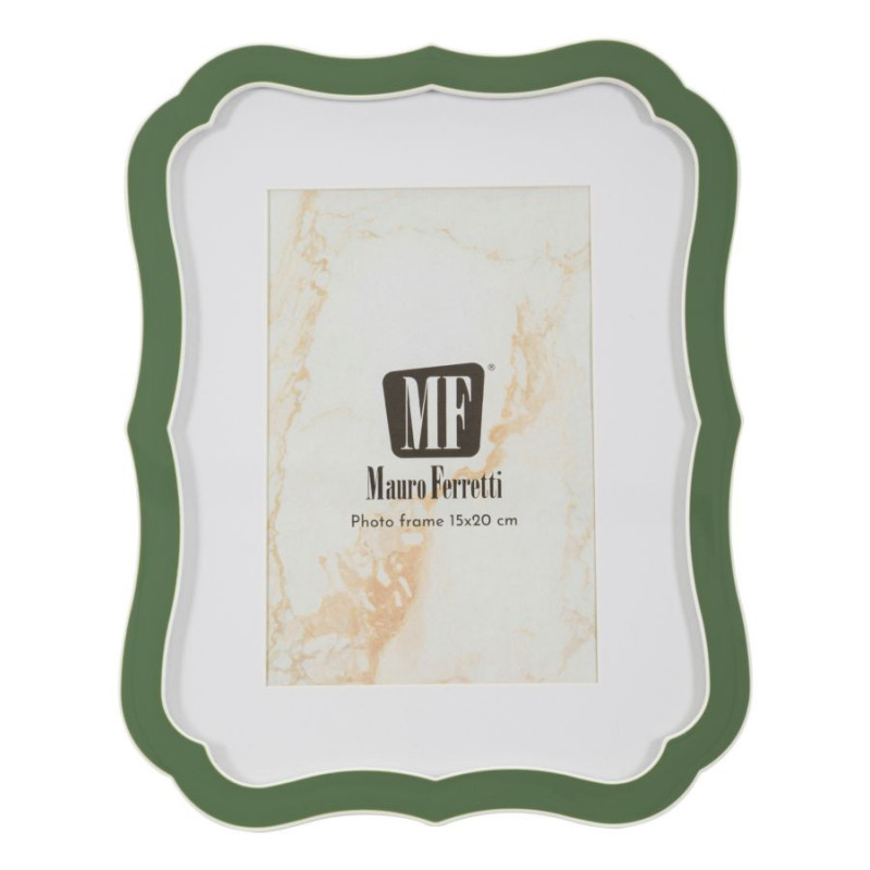 Cadre photo moderne chic Volutes pour photo 15x20 cm Métal Vert Argenté Verre Margot 