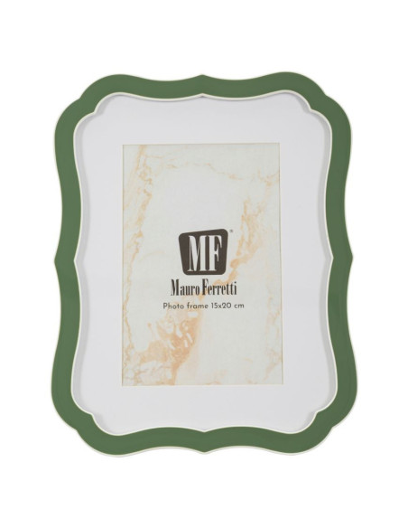 Cadre photo moderne chic Volutes pour photo 15x20 cm Métal Vert Argenté Verre Margot 