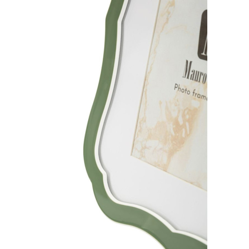 Cadre photo moderne chic Volutes pour photo 15x20 cm Métal Vert Argenté Verre Margot 