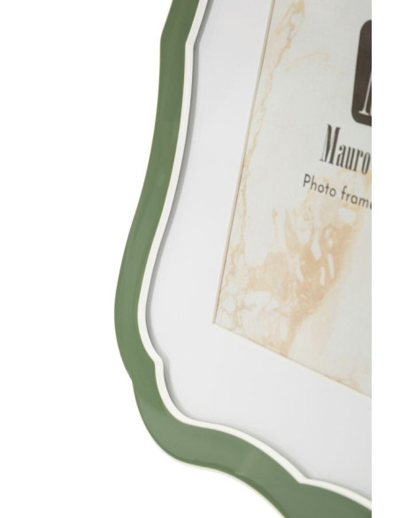 Cadre photo moderne chic Volutes pour photo 15x20 cm Métal Vert Argenté Verre Margot 