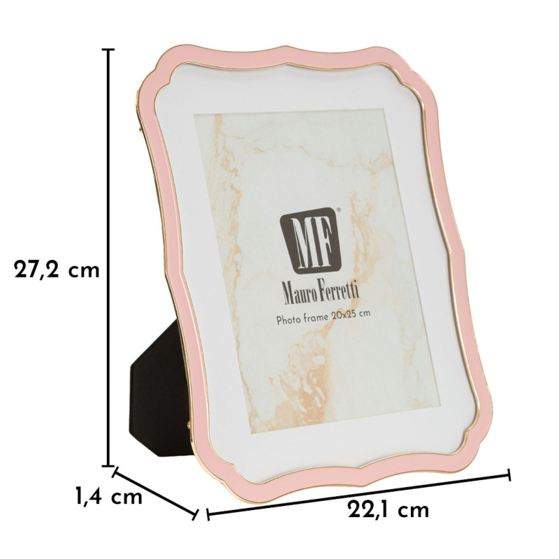Grand Cadre photo moderne chic Volutes pour photo 20x25 cm Métal Rose Doré Verre Margot 