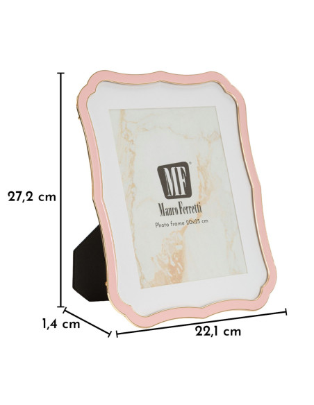 Grand Cadre photo moderne chic Volutes pour photo 20x25 cm Métal Rose Doré Verre Margot 