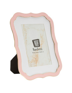 Cadre photo moderne chic Volutes pour photo 15x20 cm Métal Rose Doré Verre Margot 