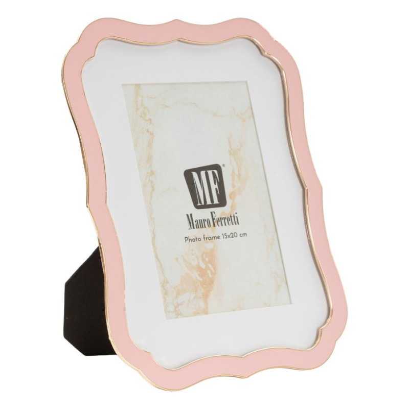 Cadre photo moderne chic Volutes pour photo 15x20 cm Métal Rose Doré Verre Margot 