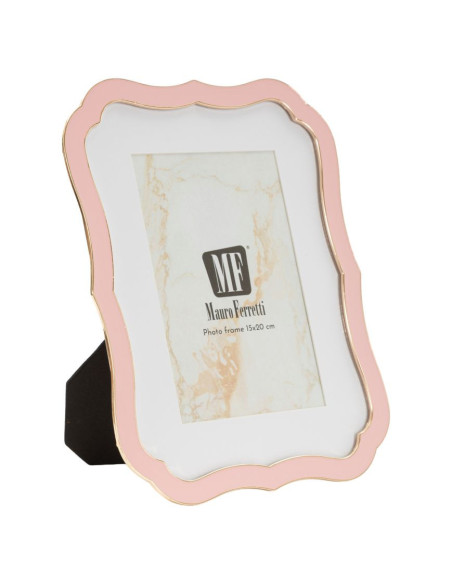 Cadre photo moderne chic Volutes pour photo 15x20 cm Métal Rose Doré Verre Margot 