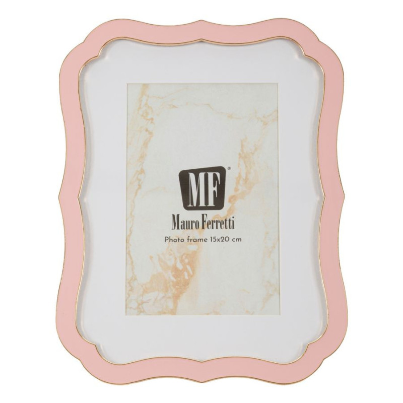 Cadre photo moderne chic Volutes pour photo 15x20 cm Métal Rose Doré Verre Margot 