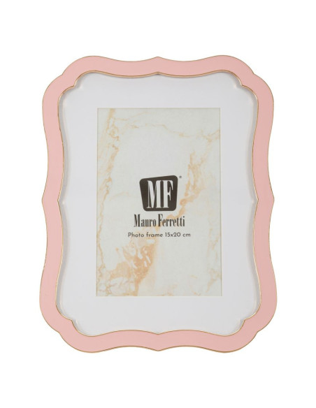 Cadre photo moderne chic Volutes pour photo 15x20 cm Métal Rose Doré Verre Margot 