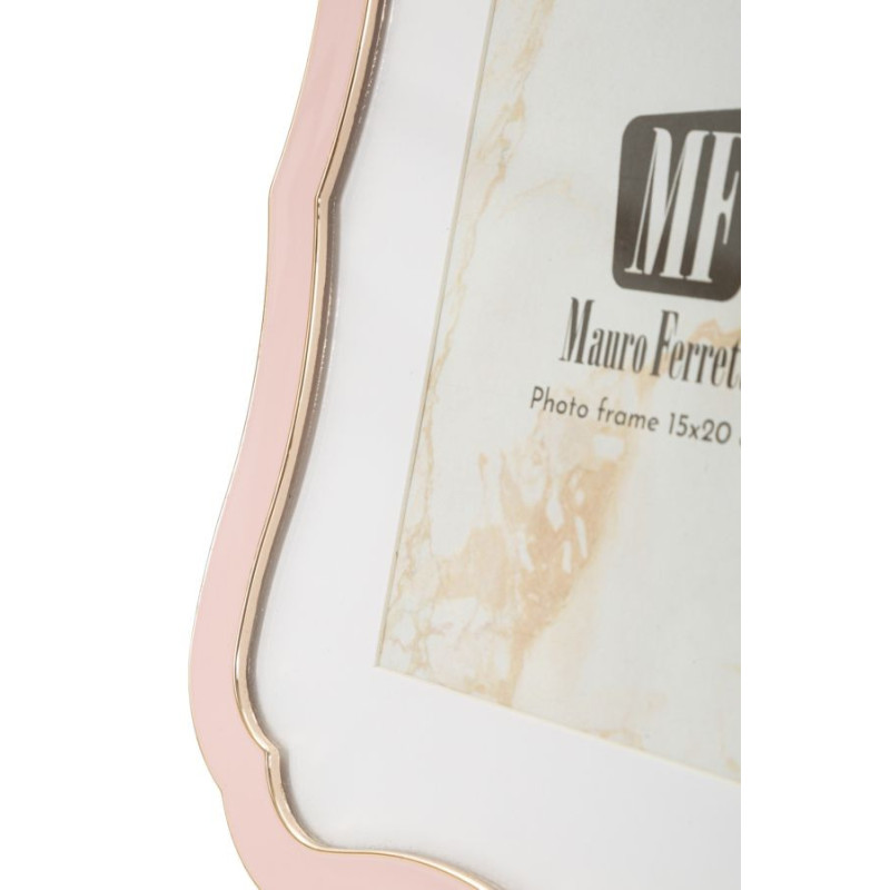 Cadre photo moderne chic Volutes pour photo 15x20 cm Métal Rose Doré Verre Margot 