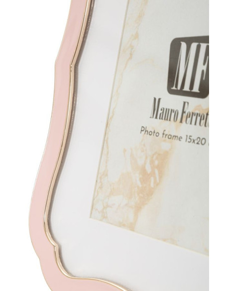 Cadre photo moderne chic Volutes pour photo 15x20 cm Métal Rose Doré Verre Margot 
