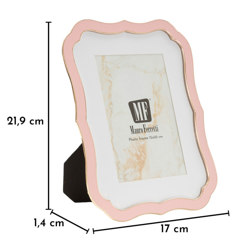 Cadre photo moderne chic Volutes pour photo 15x20 cm Métal Rose Doré Verre Margot 