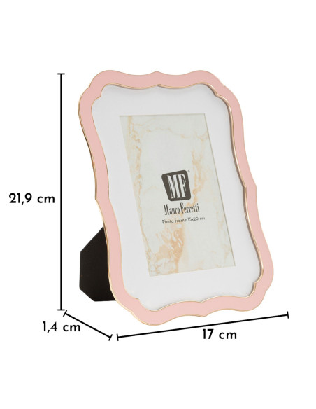 Cadre photo moderne chic Volutes pour photo 15x20 cm Métal Rose Doré Verre Margot 