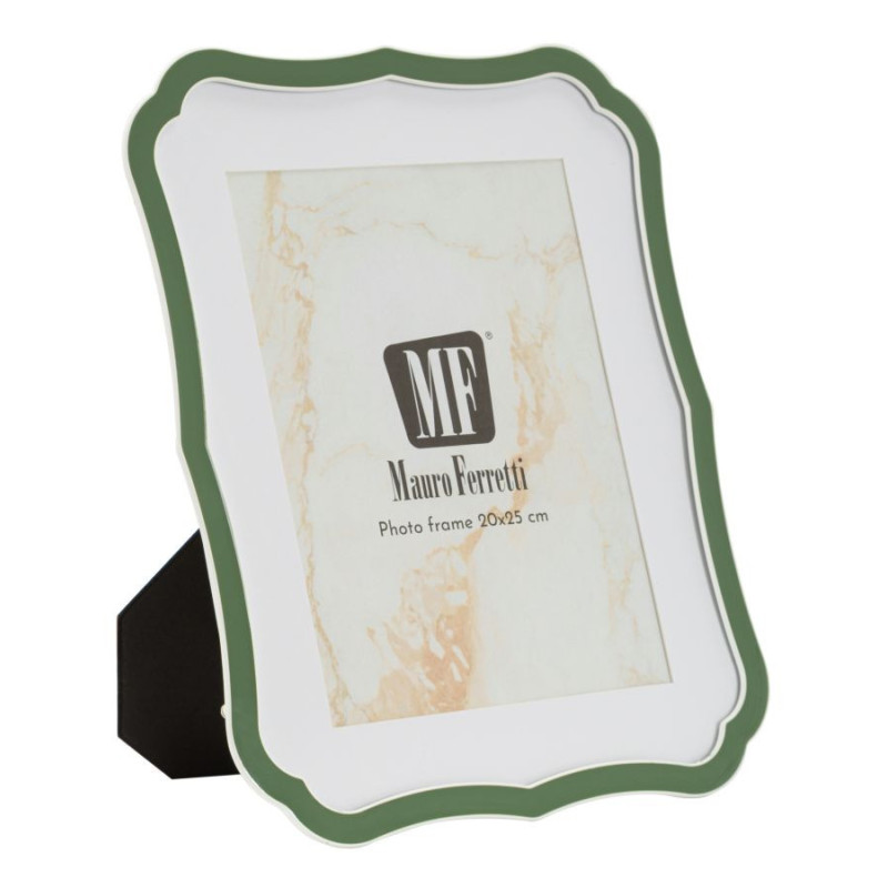 Grand Cadre photo moderne chic Volutes pour photo 20x25 cm Métal Vert Argenté Verre Margot 